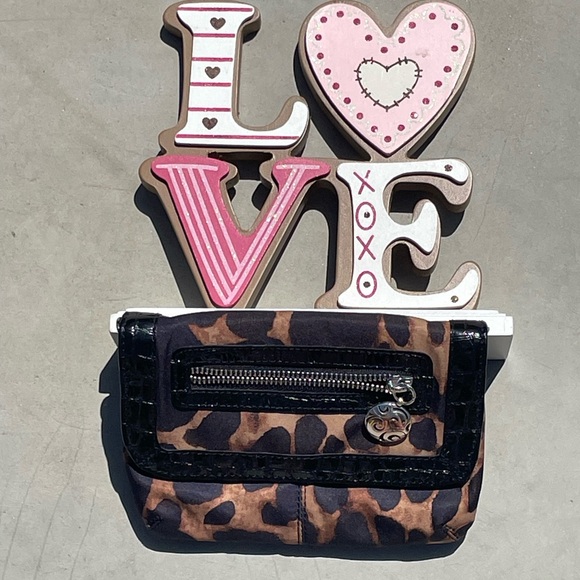 Brighton Leopard Print Clutch Black Leather Trim